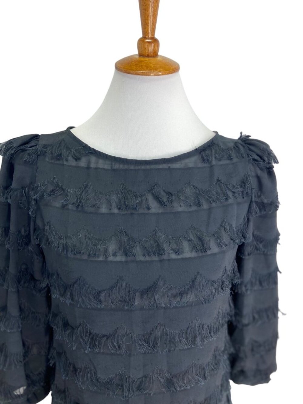 California Spice Eyelash Blouse Black Size M Vintage Hippie Boho 80’s Glam Retro - Picture 8 of 14